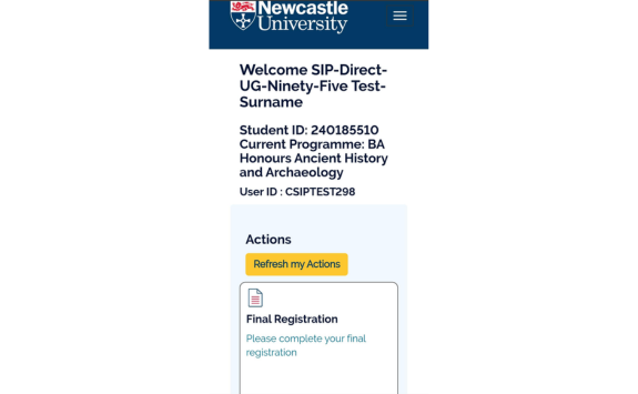 An updated screenshot of the Student Portal on mobile